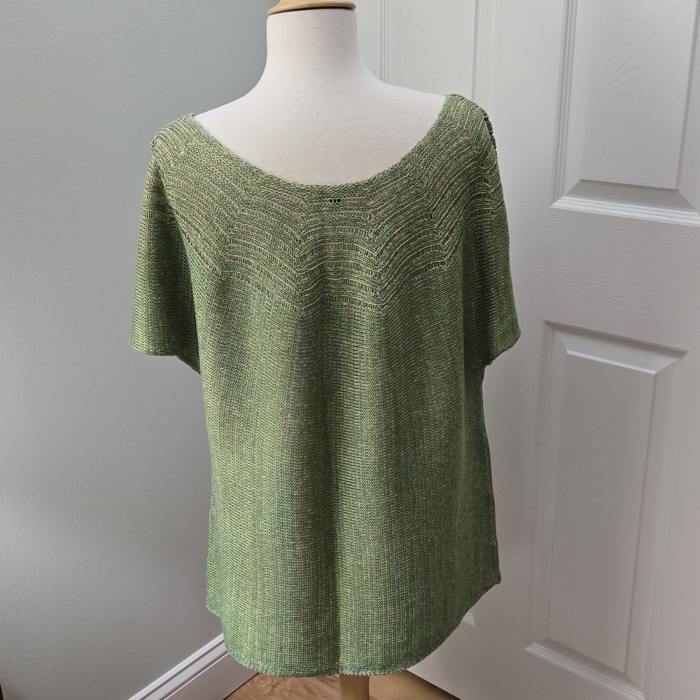 Anne Klein Green Linen Sweater Top